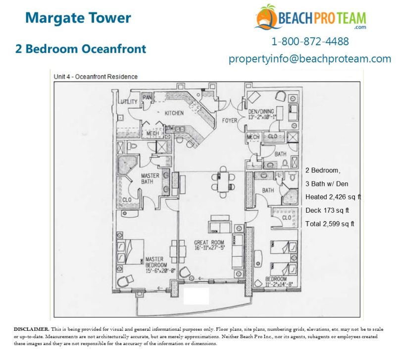 Margate Tower Floor Plan 4 - 2 Bedroom Oceanfront